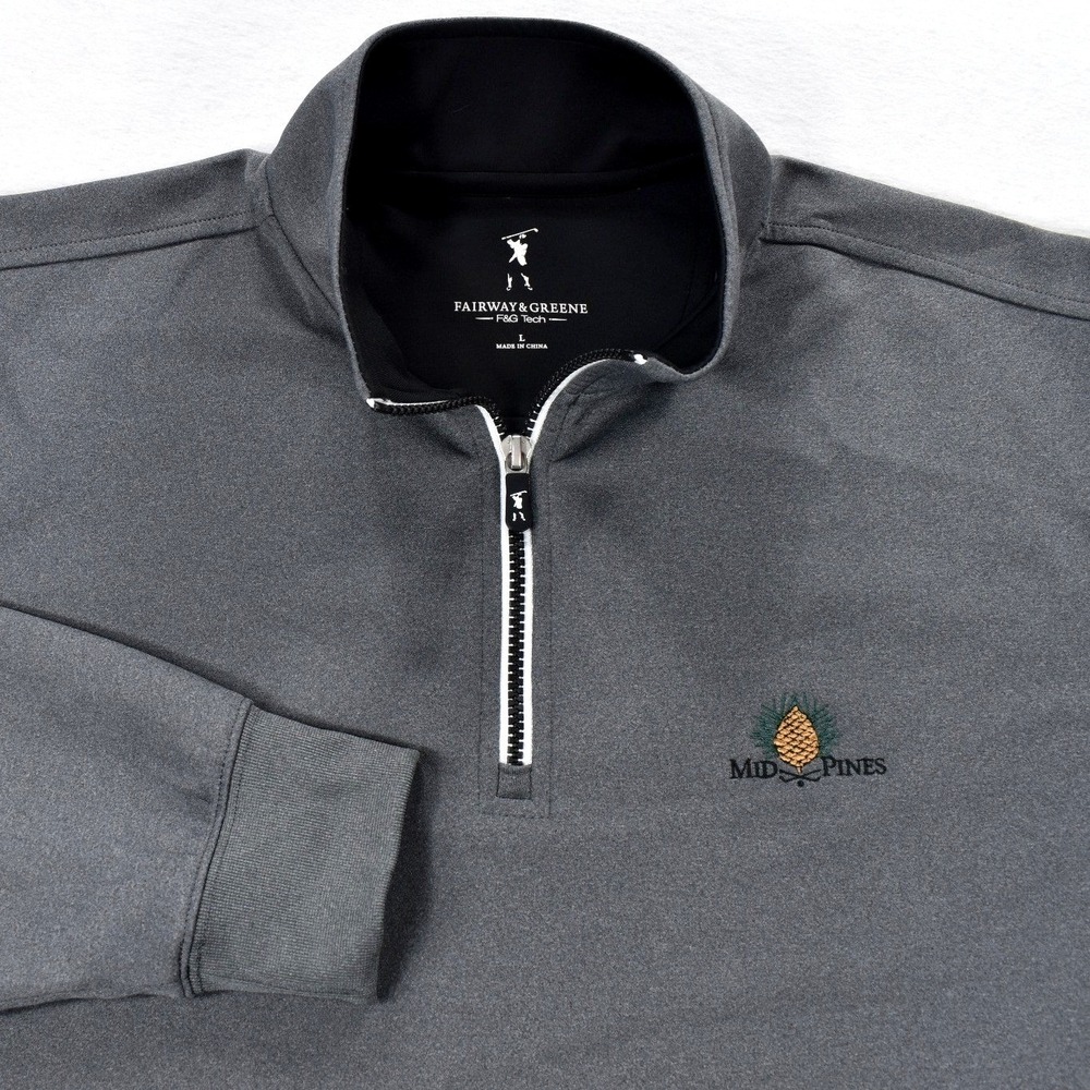 Fairway & Greene Mid Pines Inn Golf Club Quarter Zip Pullover Mens Large Gray